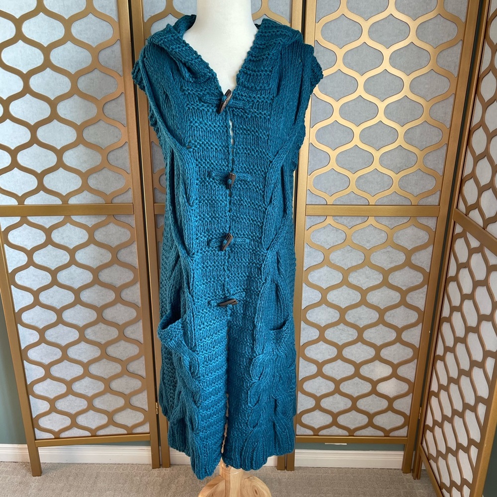 Teal Cableknit Sweater Vest
